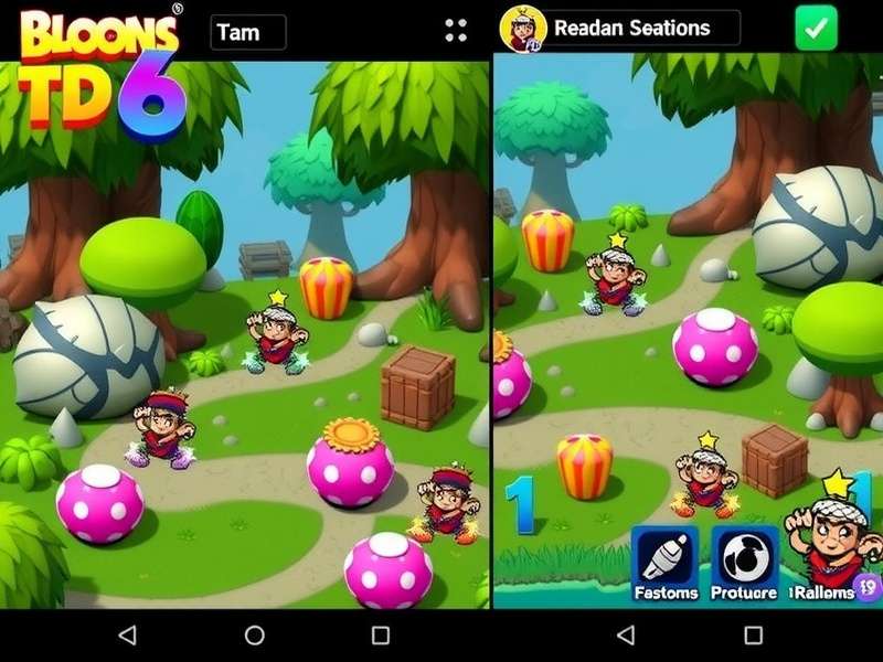 Comparison between standard BTD6 and modded version showing unlocked features