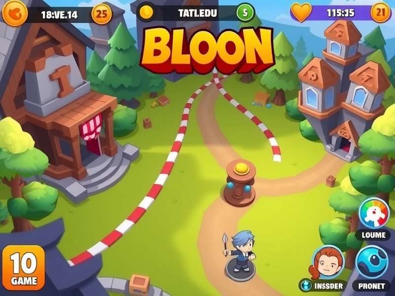Bloons TD 6 gameplay screenshot showing advanced towers on a complex map