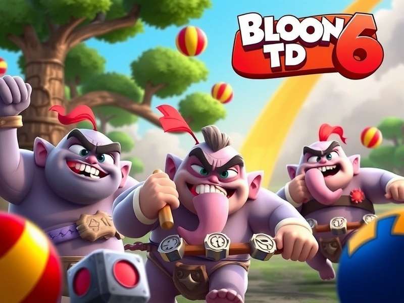 Bloons TD 6 gameplay screenshot showing monkeys and balloons