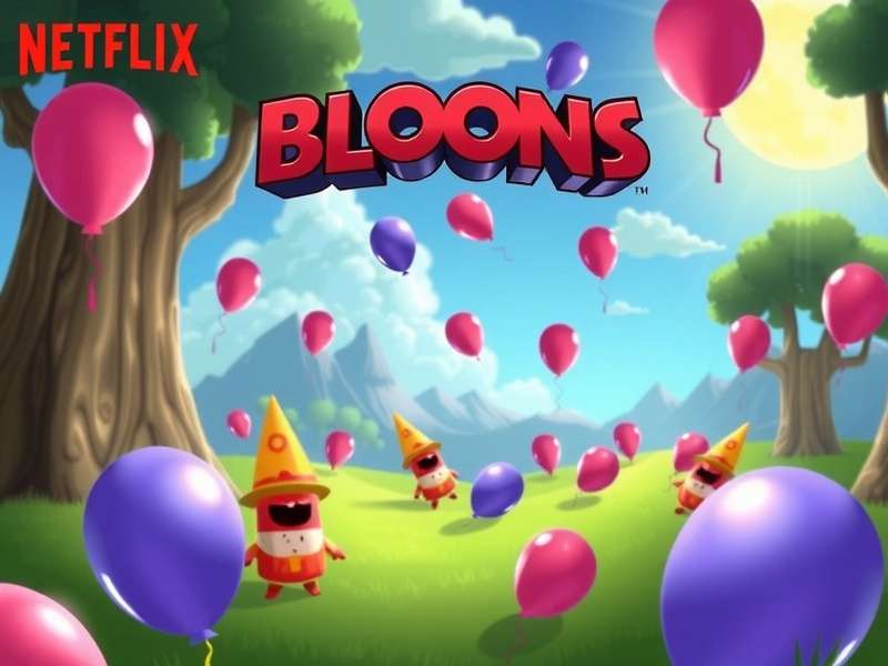Bloons TD 6 gameplay on PC with Netflix interface overlay