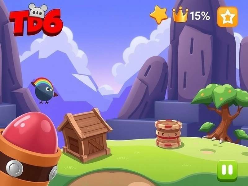 Bloons TD 6 gameplay screenshot showing advanced towers and bloons on a vibrant map