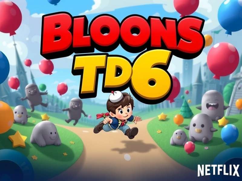 Netflix gaming interface showing Bloons TD 6 installation process