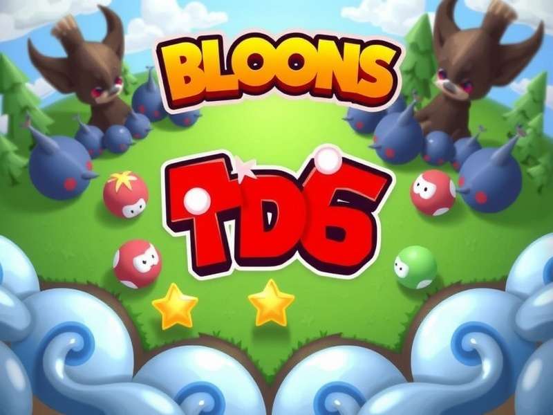 Bloons TD 6 game banner showing colorful bloons and towers