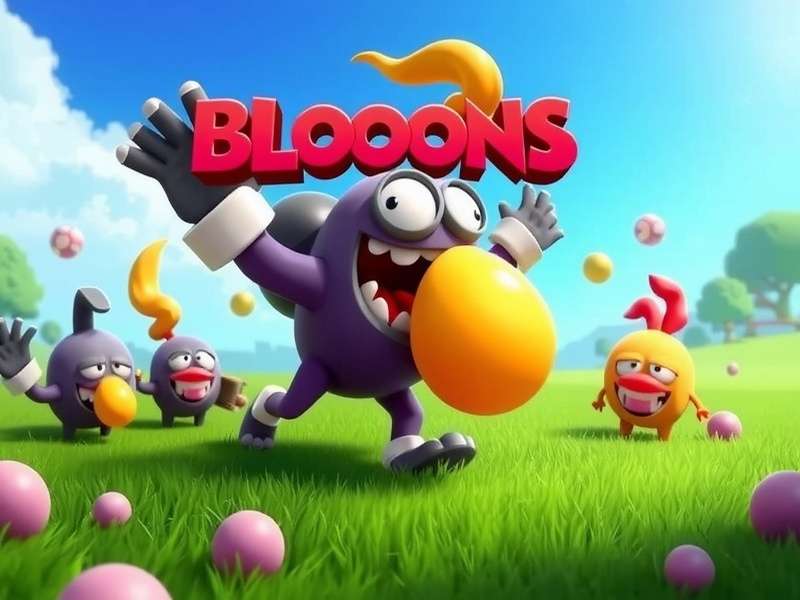 Bloons TD 6 gameplay showing monkey towers attacking bloons on a map