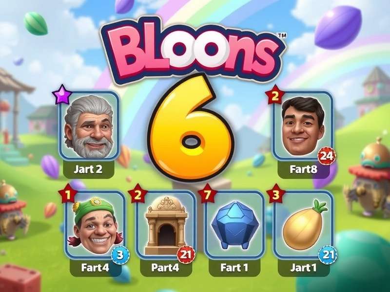 Bloons TD 6 gameplay screenshot showing monkey towers and balloons