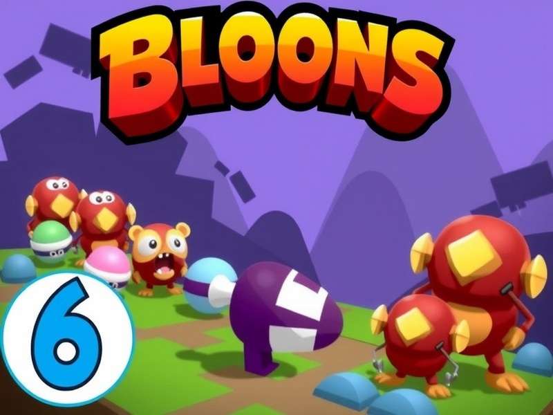 Bloons TD 6 gameplay on MacBook showing monkeys popping bloons with colorful effects