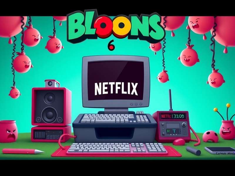 Bloons TD 6 Netflix Computer gameplay showing monkey towers and bloons