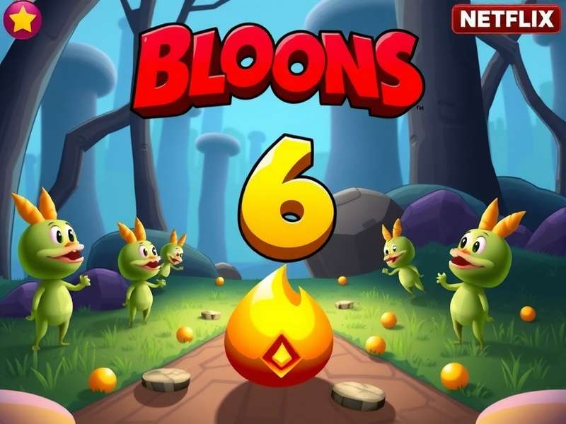 Bloons TD 6 Netflix Free Download banner showing monkey towers and bloons