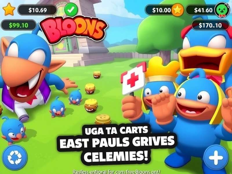 Bloons TD 6 gameplay with multiple monkey towers popping bloons on Android device