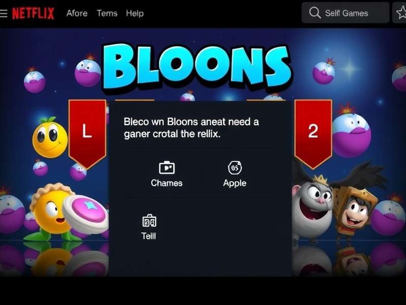 Bloons TD 6 Netflix login screen showing monkey and balloon artwork