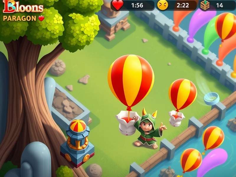 Bloons TD 6 Paragon - Apex Plasma Master Dart Paragon in action on a snowy map with blimps popping