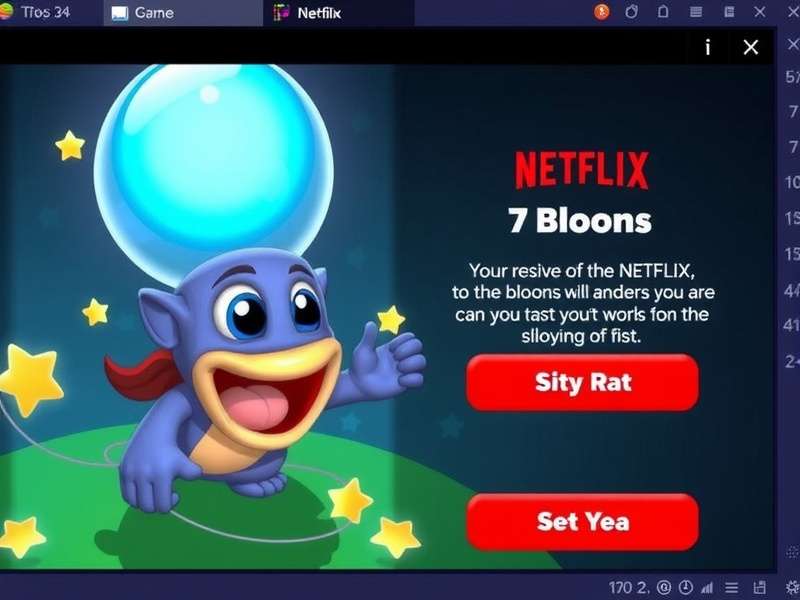 Bloons TD 6 Netflix gameplay on PC setup with colorful balloons and towers